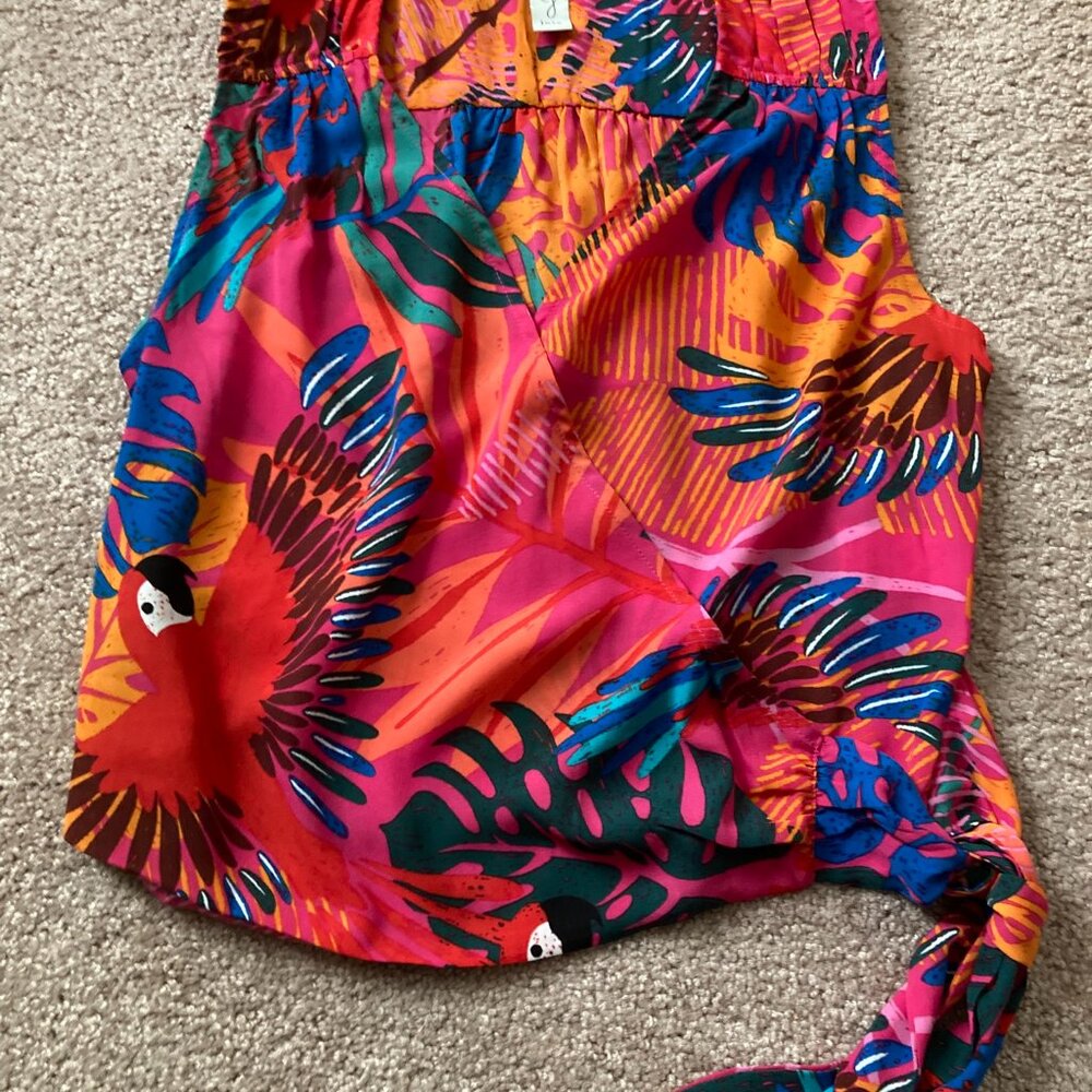 Joie Women's V-neck faux wrap pink tropical tank top